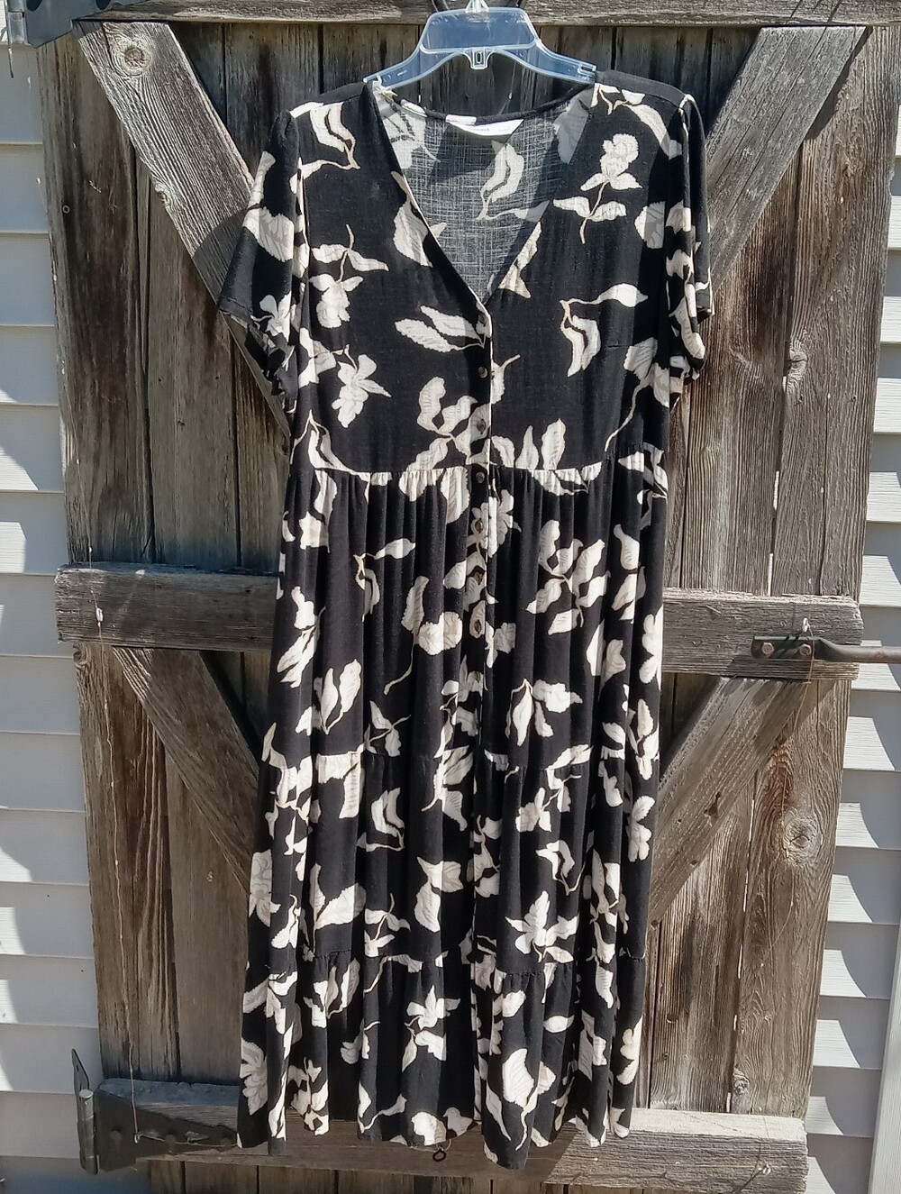 NWOT Sonoma Button Front Tiered Midi Dress, L